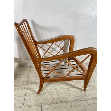 COPPIA POLTRONA PAOLO BUFFA ANNI 40 LEGNO DESIGN VINTAGE ARMCHAIR