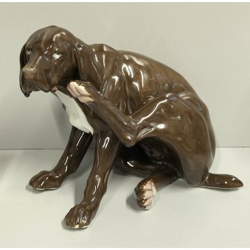 ANTICA STATUA CERAMICA Galluba & Hofmann EPOCA 900 scultura FIGURA Cane Setter