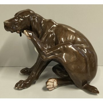 ANTICA STATUA CERAMICA Galluba & Hofmann EPOCA 900 scultura FIGURA Cane Setter