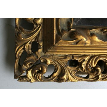 DIPINTO SU CERAMICA RITRATTO CORNICE PORTAFOTO LEGNO ORNATO DORATO TRAFORATO