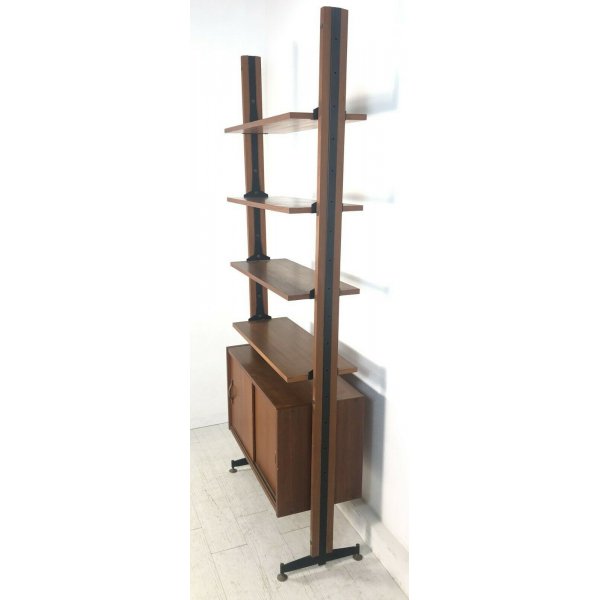 LIBRERIA MODULARE A GIORNO STANDING WALL UNIT BOOKSHELF DESIGN ANNI 50/60  VINTAG