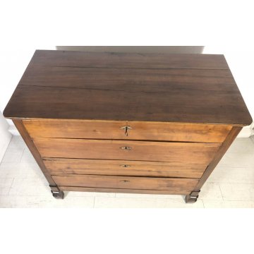 ANTICO COMÒ LEGNO NOCE 4 CASSETTI 1800 MOBILE EPOCA LUCIDATO CASSETTONE OLD CASA