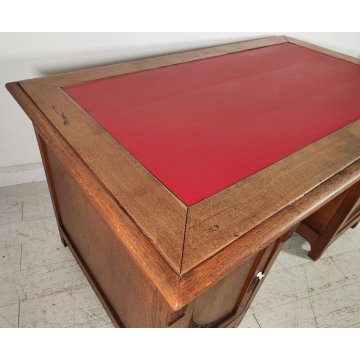 ANTICO SCRITTOIO Liberty EPOCA 1900 SCRIVANIA da CENTRO legno ROVERE PELLE desk