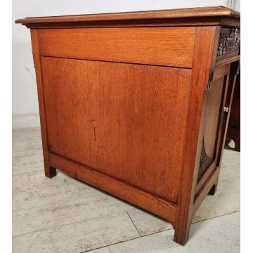 ANTICO SCRITTOIO Liberty EPOCA 1900 SCRIVANIA da CENTRO legno ROVERE PELLE desk