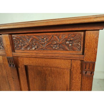 ANTICO SCRITTOIO Liberty EPOCA 1900 SCRIVANIA da CENTRO legno ROVERE PELLE desk