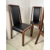 SET 6 SEDIE TAVOLO PRANZO DESIGN VINTAGE LEGNO CURVATO PELLE NERA SALOTTO 1990