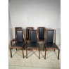 SET 6 SEDIE TAVOLO PRANZO DESIGN VINTAGE LEGNO CURVATO PELLE NERA SALOTTO 1990
