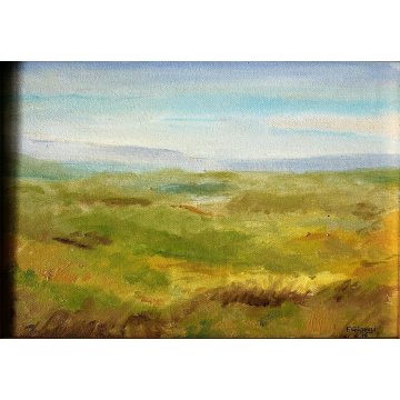 QUADRO DIPINTO OLIO TELA Franco Giorgi LONTANO ORIZZONTE PAESAGGIO LUCCA 1976