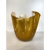 VASO VINTAGE FAZZOLETTO DESIGN Venini VETRO MURANO OPALINO AMBRA 23 cm/h '80