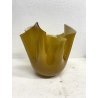 VASO VINTAGE FAZZOLETTO DESIGN Venini VETRO MURANO OPALINO AMBRA 23 cm/h '80