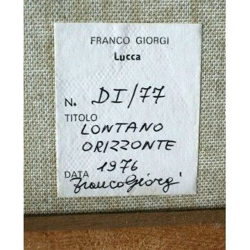 QUADRO DIPINTO OLIO TELA Franco Giorgi LONTANO ORIZZONTE PAESAGGIO LUCCA 1976