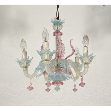 PICCOLO LAMPADARIO VETRO MURANO CLASSICO ANNI 50/60 VINTAGE CHANDELIER GLASS