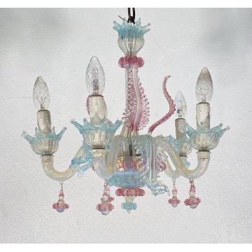 PICCOLO LAMPADARIO VETRO MURANO CLASSICO ANNI 50/60 VINTAGE CHANDELIER GLASS