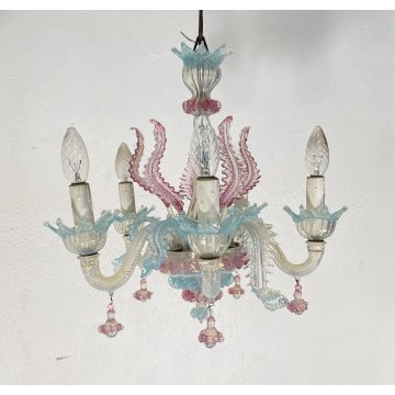 PICCOLO LAMPADARIO VETRO MURANO CLASSICO ANNI 50/60 VINTAGE CHANDELIER GLASS