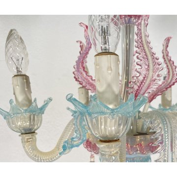 PICCOLO LAMPADARIO VETRO MURANO CLASSICO ANNI 50/60 VINTAGE CHANDELIER GLASS