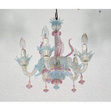 PICCOLO LAMPADARIO VETRO MURANO CLASSICO ANNI 50/60 VINTAGE CHANDELIER GLASS