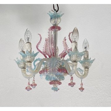 PICCOLO LAMPADARIO VETRO MURANO CLASSICO ANNI 50/60 VINTAGE CHANDELIER GLASS