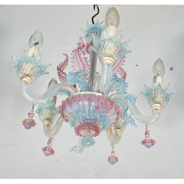 PICCOLO LAMPADARIO VETRO MURANO CLASSICO ANNI 50/60 VINTAGE CHANDELIER GLASS