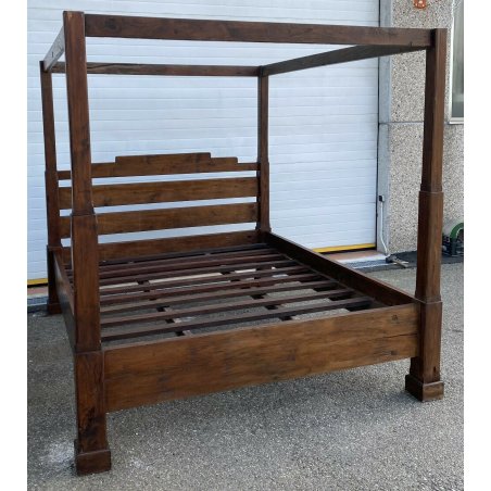 ANTICO LETTO A BALDACCHINO 1700 LEGNO QUERCIA O NOCE ORIGINALE ANTIQUARIATO OLD