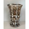 VASO VINTAGE VETRO FUME' DECORO MOTIVO FLOREALE ARGENTATO 20,5 x 27,5 cm/h