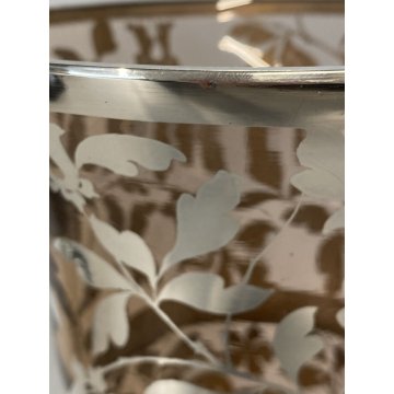 VASO VINTAGE VETRO FUME' DECORO MOTIVO FLOREALE ARGENTATO 20,5 x 27,5 cm/h