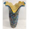 GRANDE VASO tipo Millefiori VETRO Murano DESIGN a Conchiglia SOFFIATO Murrina