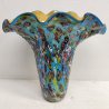 GRANDE VASO tipo Millefiori VETRO Murano DESIGN a Conchiglia SOFFIATO Murrina