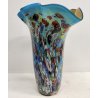 GRANDE VASO Millefiori VETRO firmato Murano DESIGN a Conchiglia SOFFIATO Murrina
