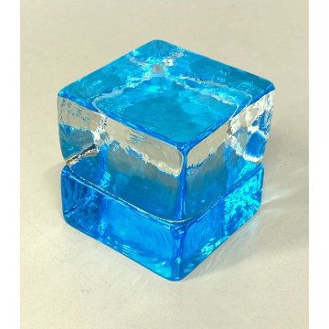 CUBO VETRO MURANO DESIGN Giusto Toso GOGO GOGI 6x6cm FERMACARTE PRESSEPAPIER '60