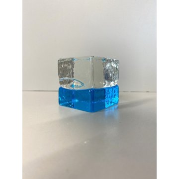 CUBO VETRO MURANO DESIGN Giusto Toso GOGO GOGI 6x6cm FERMACARTE PRESSEPAPIER '60