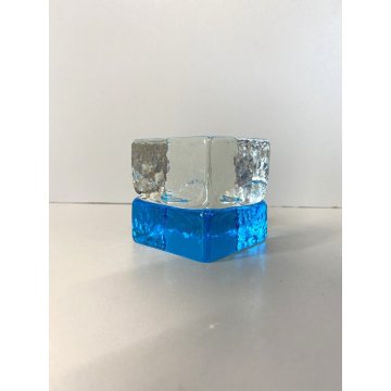 CUBO VETRO MURANO DESIGN Giusto Toso GOGO GOGI 6x6cm FERMACARTE PRESSEPAPIER '60