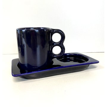 TAZZA PIATTINO CERAMICA Gabbianelli DESIGN ATTR. Liisi Beckmann MUG BLU COBALTO