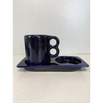 TAZZA PIATTINO CERAMICA Gabbianelli DESIGN ATTR. Liisi Beckmann MUG BLU COBALTO