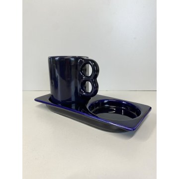 TAZZA PIATTINO CERAMICA Gabbianelli DESIGN ATTR. Liisi Beckmann MUG BLU COBALTO