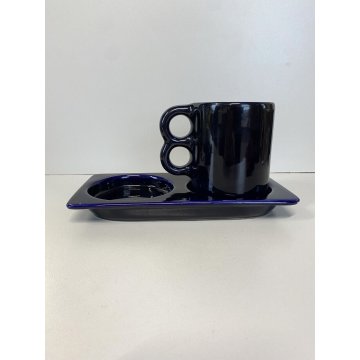 TAZZA PIATTINO CERAMICA Gabbianelli DESIGN ATTR. Liisi Beckmann MUG BLU COBALTO