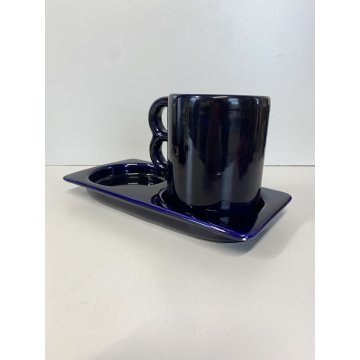 TAZZA PIATTINO CERAMICA Gabbianelli DESIGN ATTR. Liisi Beckmann MUG BLU COBALTO