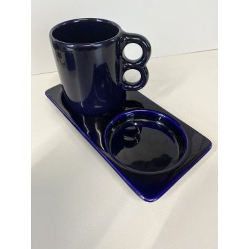 TAZZA PIATTINO CERAMICA Gabbianelli DESIGN ATTR. Liisi Beckmann MUG BLU COBALTO