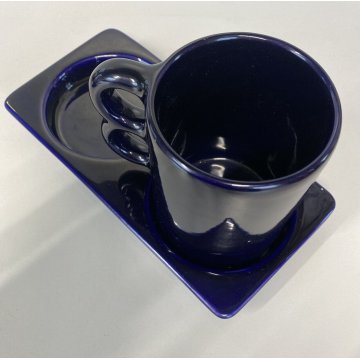 TAZZA PIATTINO CERAMICA Gabbianelli DESIGN ATTR. Liisi Beckmann MUG BLU COBALTO