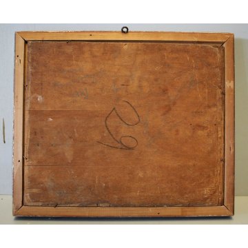 ANTICO QUADRO DIPINTO OLIO TAVOLA C.Morosini PAESAGGIO BOSCO LAGO MONTANO '900