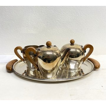 SERVIZIO TE CAFFE 5pz ALESSI Bombé DESIGN Carlo Alessi ACCIAIO ARGENTATO PERO 80