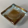 SVUOTATASCHE VINTAGE CRISTALLO AMBRA SOMMERSO MOLATO 12x12x4 cm POSACENERE '40