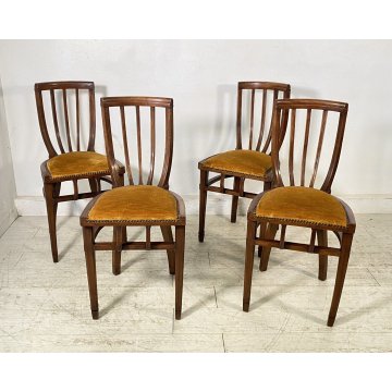 LOTTO 4 SEDIE ANTICHE VITTORIANE LEGNO NOCE FINE 1800 PRIMI 1900 CHAIR OLD CHAIR