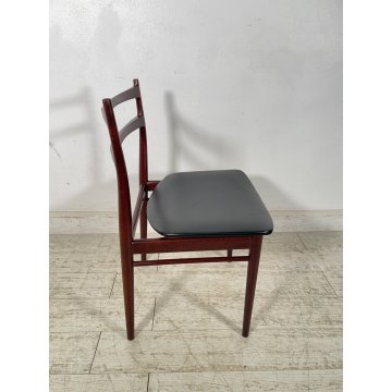 SET 6 SEDIE HENRY ROSENGREN HANSEN ANNI 60 CHAIR LEGNO PALISSANDRO PELLE NERA