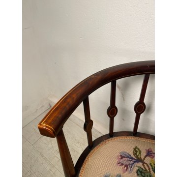 ANTICA COPPIA POLTRONA POZZETTO INTARSIATA SEDIE LEGNO FAGGIO EPOCA 1800 CHAIR