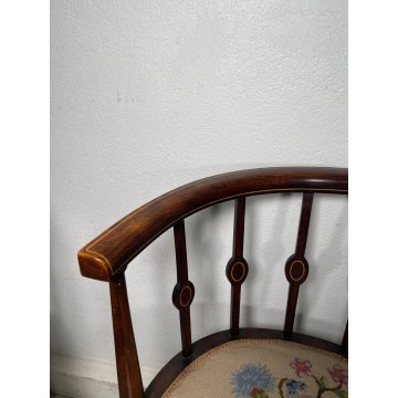 ANTICA COPPIA POLTRONA POZZETTO INTARSIATA SEDIE LEGNO FAGGIO EPOCA 1800 CHAIR