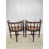 ANTICA COPPIA POLTRONA POZZETTO INTARSIATA SEDIE LEGNO FAGGIO EPOCA 1800 CHAIR