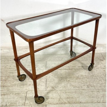 CARRELLO PORTAVIVANDE PAOLO BUFFA anni 50 VINTAGE BAR CART SERVING TROLLEY LEGNO