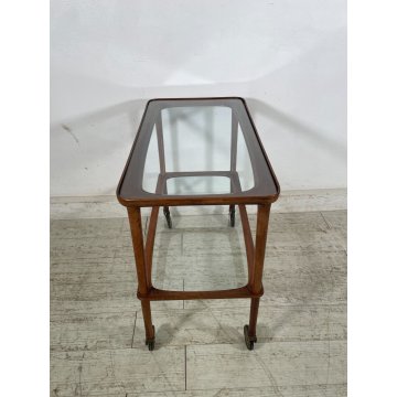 CARRELLO PORTAVIVANDE PAOLO BUFFA anni 50 VINTAGE BAR CART SERVING TROLLEY LEGNO