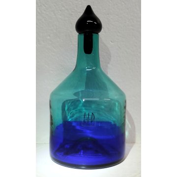 Marcello Furlan BOTTIGLIA VETRO Lip 1994 tappo ITALIA Murano VINTAGE BOTTLE vaso