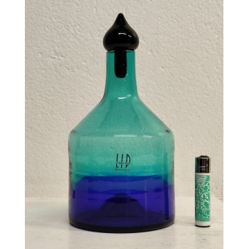 Marcello Furlan BOTTIGLIA VETRO Lip 1994 tappo ITALIA Murano VINTAGE BOTTLE vaso